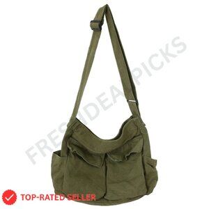 Canvas Tote Bag Large Hobo Messenger Crossbody Adjustable Strap Chic Minimal